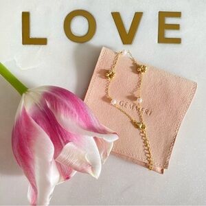 WOMEN’S gold bracelet with freshwater pearls adjustable bracelet minimalist